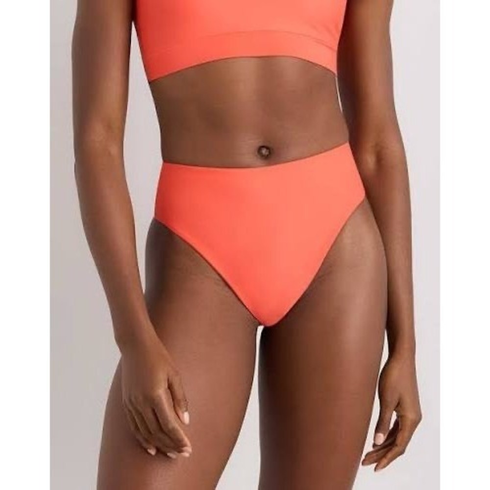 Quince Italian‎ High Rise Bikini Bottom Sunset Orange NEW Womens Large
